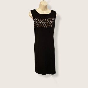 Taylor Black Gold Lace Sleeveless Sheath Dress Size 14 Whimsigoth Evening